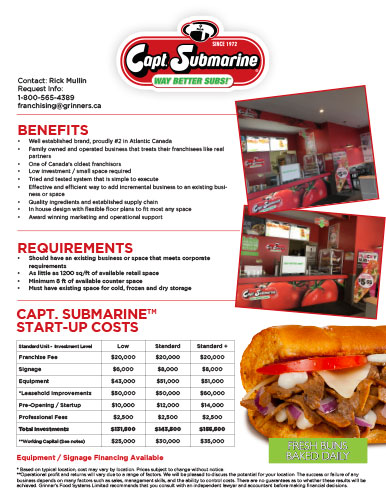 Capt Submarine Franchising Brochure